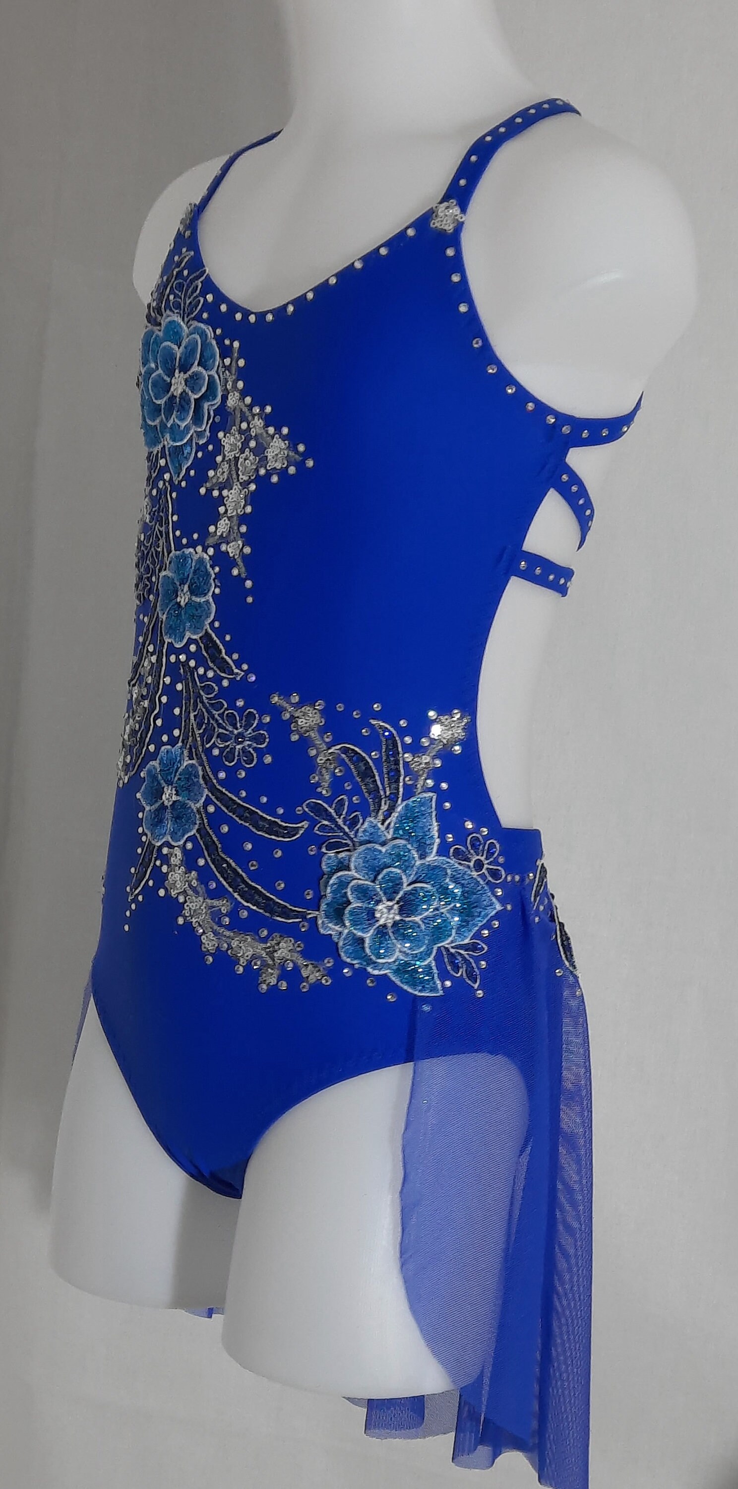 Royal blue and silver lyrical costume - Ready to ship. Size 32 Measurements chest=25.6-29.5" waist=22-23.6" hip= 26.5-30" bust=47-50.5"