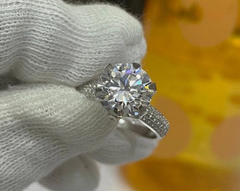 3.00Ct Round Cut Diamond Engagement Ring 14K White Gold Wedding Ring Women's Ring, Promise Ring Gift For Him