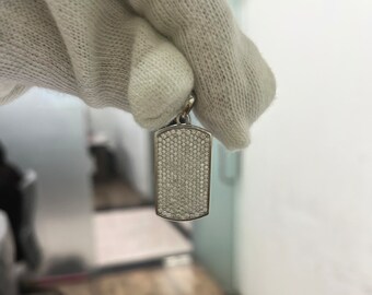 Ciondolo A Targhetta Cane Uomo In Argento 925 Con Moissanite 3 Ct Taglio Rotondo - NRG