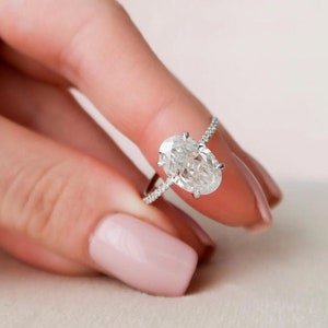 4.00 Karat Ovalschliff Moissanit Verlobungsring, Solitärring, Weißgold Versprechen Ehering für sie 925er Silber