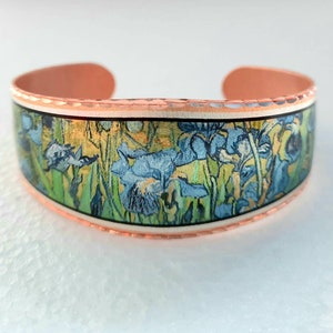Van Gogh Irises Bracelet, Irises Print Handmade Copper Bracelet, Van Gogh Jewelry, Irises Art Gifts, Dutch Van Gogh Art Bracelet