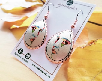 Pendientes de cobre Elvis: acero quirúrgico bañado en plata, hechos a mano