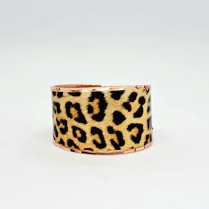 Leopardenmuster Handgefertigter Ring, verstellbarer Kupferring, Leopard Design Liebhaber, Leopardenmuster auf Ringen, Tierdruck Schmuck