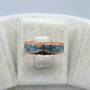 Van Gogh Starry Night Copper Ring: Adjustable Art Jewelry