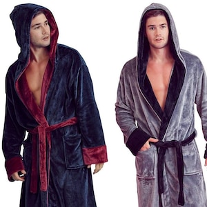 Luxury Men's Custom Bathrobe Long Ultra Soft Lounge Gear Bathrobes - Monogram Blank & Customized Robe de Chambre 6140