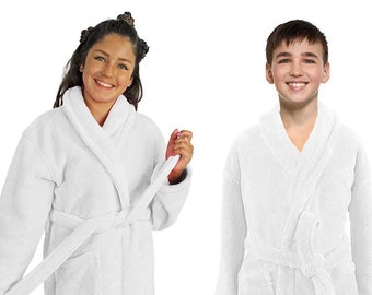 Glow in Dark PERSONALIZED KIDS SHAWL Collar Plush Robes or Blank, Soft Coplay Boy's Robe, Girl's Robe, Turkish Bathrobe Monogrammed 2100Robe
