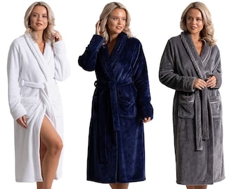 New LUXURY PERSONALIZED Shawl Collar BATHROBES Microfleece Robe de Chambre