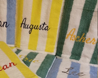 PERSONALIZED TURKISH POOLTOWELS Beach Towel Stripe Cabana Personalized Glitter Towel Gifts Cabana Stripe Hotel Collection Luxurious Soft