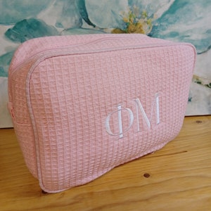 Sorority PERSONALISIERTE KOSMETIKTASCHE Bestickte oder leere Waffeltasche Trendy Küken Farben 3810 Schminktasche Brautjungfer Schminktasche Name Geburtstag