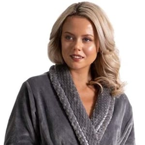 LUXURIOUS Personalized Gifts Gray SHAWL COLLAR Bathrobe Microfleece Robe de Chambre