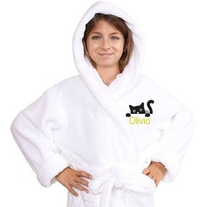 PERSONALIZED CATGIRL Name Bathrobe Toddler Bath robe Custom Monogram /Name Toddler bathrobe terry robe /Baby Shower Baby Bath Robe Bathrobe