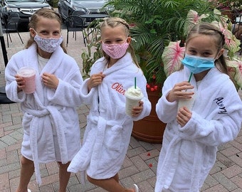 Luxury PERSONALIZED KIDS SHAWL Collar Plush Robes 2100 or Blank, Soft Coplay Boy's Robe, Girl's Robe, Turkish Bathrobe Monogrammed Robe