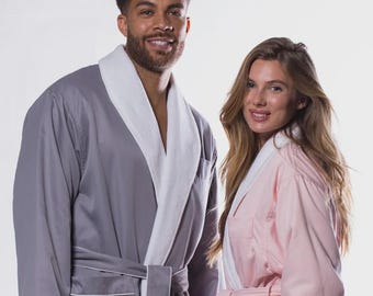 Personalized Luxury Spa Robe, Hotel Style Turkish Cotton Bathrobe with Shawl Collar, Quick Dry Wellness Robe for Women & Men