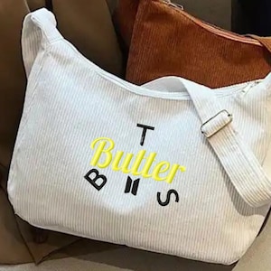 Butter Inspired Bangtan Flower Logo Shoulder Bag Bangtan Logo Bag, Kpop Army Bag, Bangtan Fan Bag, Kpop Bag, Jimin Jungkook Bag, Bangtan Bag