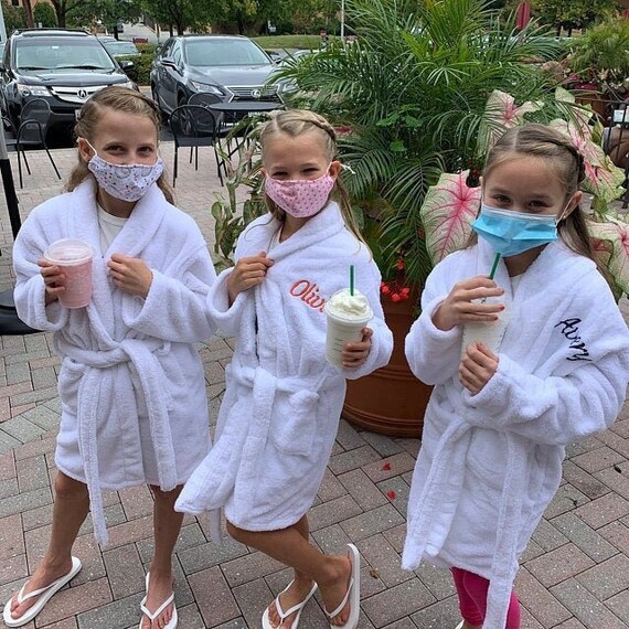 Luxury PERSONALIZED KIDS SHAWL Collar Plush Robes 2100 or Blank, Soft Coplay Boy's Robe, Girl's Robe, Turkish Bathrobe Monogrammed Robe