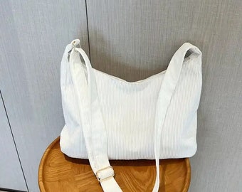 Corduroy Shoulder Tote Bag, Large Capacity Kpop Fan Bag
