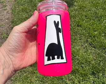 Llama Poison Snow Globe Tumbler | Pink Glitter Acrylic Cup