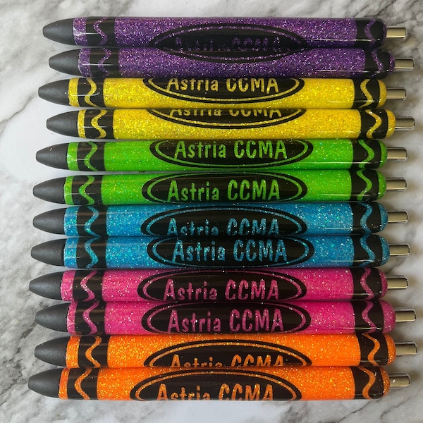 Custom Glitter Crayon Pen, Personalized Teacher Gift