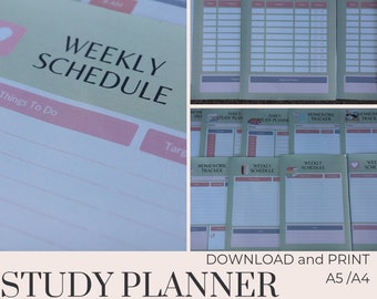 Study Planner Printable Pages Undated Planner Journal Refills Inserts A4 and A5 Planners Printable Organiser Refill Pages Student Schedule