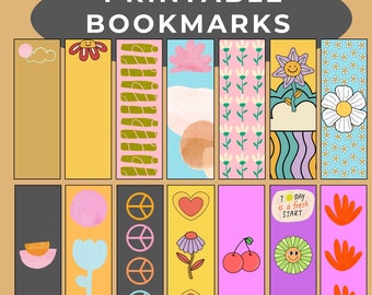 Bookmarks Bundle Instant Download Gift for Book lover and Book Reader Book Club Gifts for Reading Addicts Retro Summer Printable Bookmarks