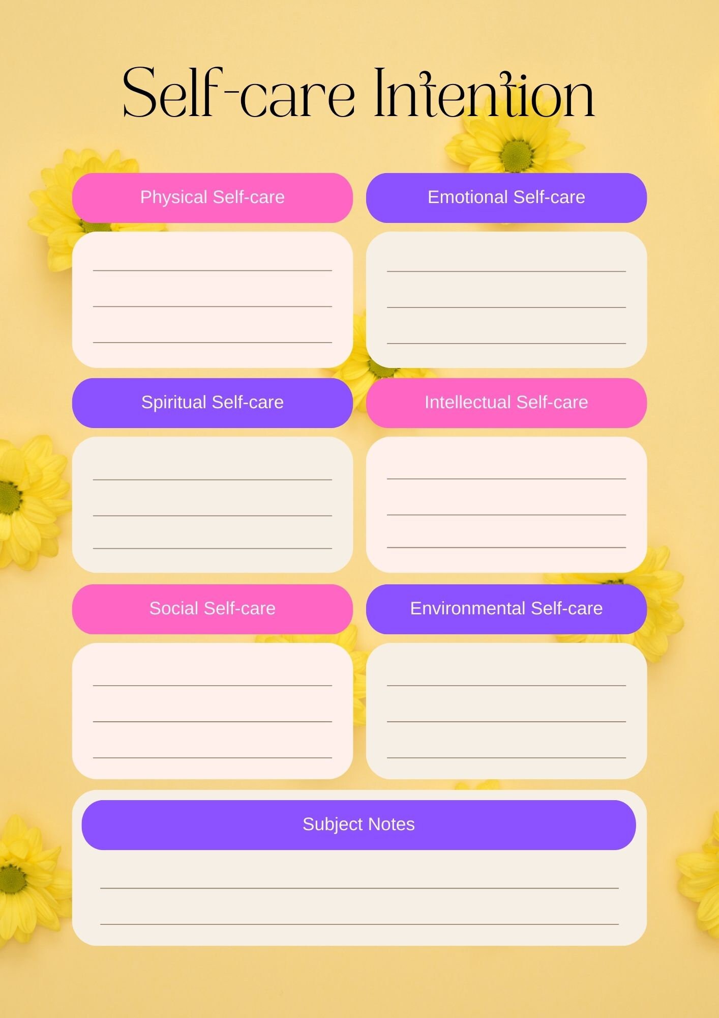 Self Care Planner Printable Refill Journal Insert Pages Mindfulness ...