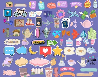 200+ PNG Stickers for Digital Planners and Journals  Everyday tasks Stickers Witchy Stickers Crystals and Gemstones Stickers Resizable Png