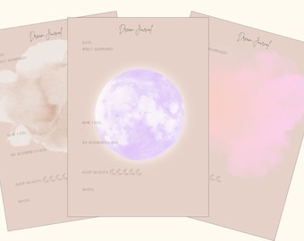 Moon Dream Journal Printable: Sleep Tracker, Self-Reflection (A4/A5 Digital Download)