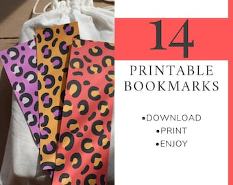 Bookmarks Bundle Instant Download Gift for Book lover and Book Reader Book Club Gifts for Reading Addicts Leopard Print Printable Bookmarks