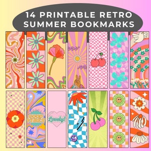 Regalo de descarga instantánea de Happy Hippie para amantes de los libros y lectores de libros. Regalos del club de lectura para adictos a la lectura. Marcapáginas imprimibles de verano retro.