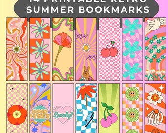 Bookmarks Bundle Instant Download Gift for Book lover and Book Reader Book Club Gifts for Reading Addicts Retro Summer Printable Bookmarks