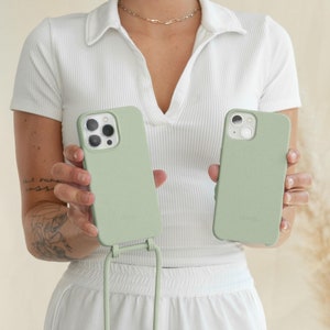 iPhone Hülle mit Handykette Jade Grün, Abnehmbare Kordel, Austauschbares Band, Nachhaltig - umweltfreundliches Change Case mit Lanyard