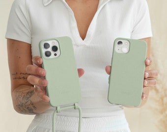 iPhone Hülle mit Handykette Jade Grün, Abnehmbare Kordel, Austauschbares Band, Nachhaltig - umweltfreundliches Change Case mit Lanyard