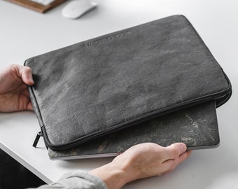 Sustainable laptop case, MacBook sleeve made from paper - black, gray, brown