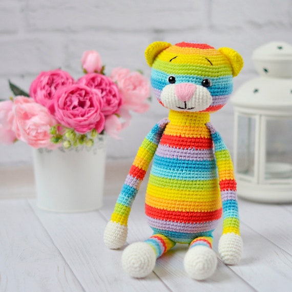 rainbow stuffed cat
