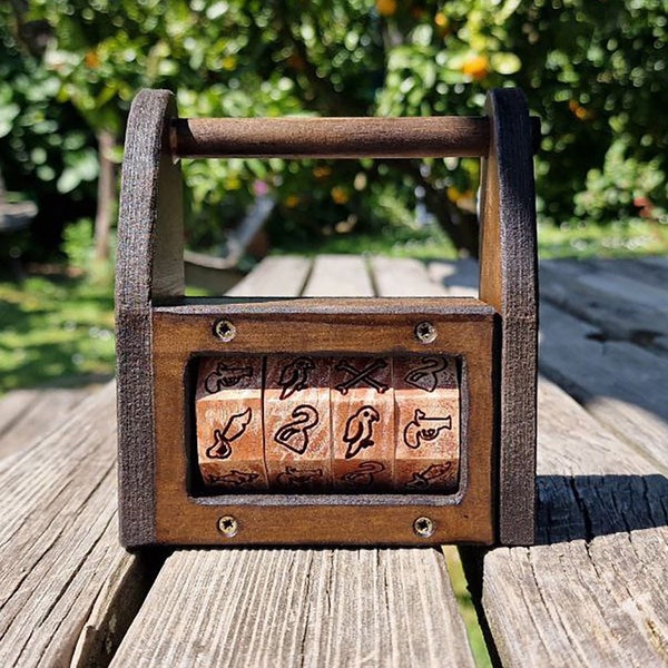 Escape Room props PIRATE puzzle lock wooden padlock, escape room lockbox, cryptex combination box