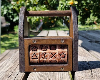 Escape Room signs lock SHAPES puzzle lock wooden padlock, custom handmade antique prop, combination box