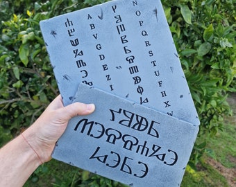 SECRET MESSAGE Stone Tablets for Escape Room puzzle game and prop - Glagolitic alphabet letters - Write your own secret message