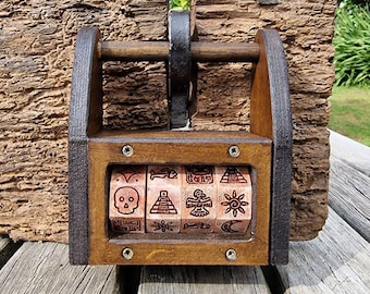 Antique padlock MAYAN, AZTEC, INCA puzzle lock Escape Room wooden padlock, custom handmade prop, cryptex combination box