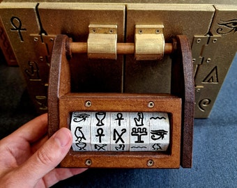 Cerradura de Escape Room "JEROGLIFOS Egipcios" + Cofre del Tesoro - Accesorio de Escape Room - Candado de rompecabezas