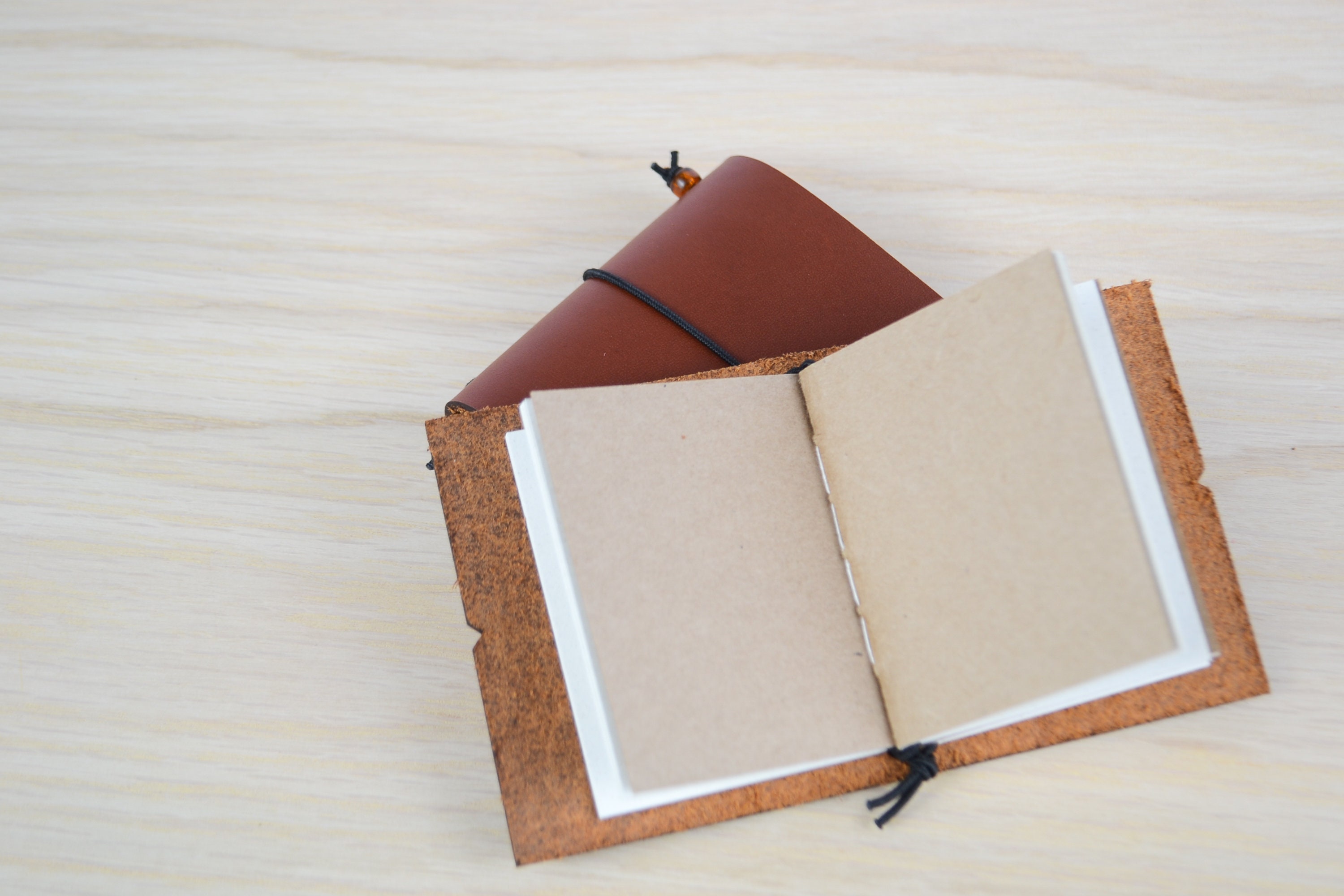 Mini Leather Travel Journal with Set of 3 Mini Kraft Hand Sewn | Etsy