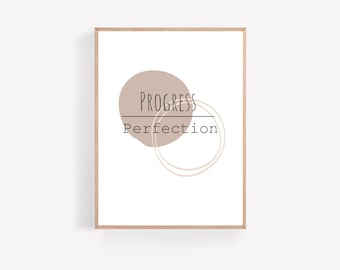 Progress Over Perfection Print: Minimalist Home Office Decor (Digital Download)