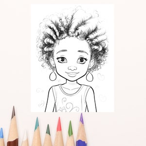 Beautiful 3-Year Old Girl With Earrings Black and White Coloring Page