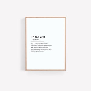 Introvert Definition Printable, Minimalist Print, Home Art Decor, Inspirational Digital Download, Office Decor Print