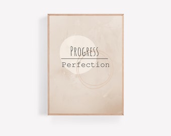 Progress Over Perfection Print: Minimalist Home Office Decor (Digital Download)