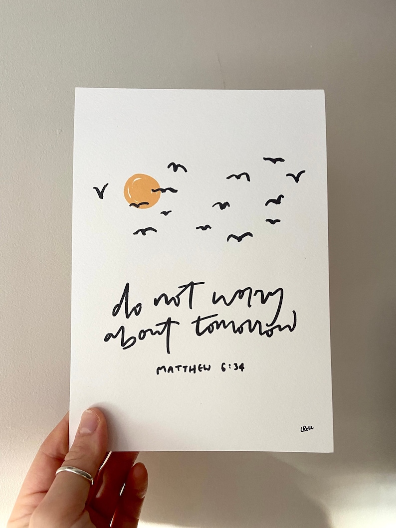 Do Not Worry About Tomorrow Matthew 6:34 A5 Bible Verse Print Wall Art ...