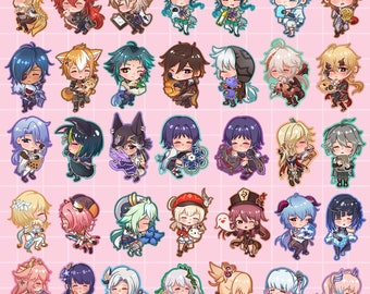 Genshin Impact Glitter Husbandos and Waifus Water resistant Stickers