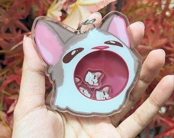 Pop Cat Open Mouth Cat Meme Shaker Keychain