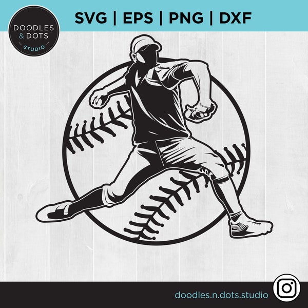 Baseball Player svg, Pitcher svg, Baseball clipart, Ball and Pitcher svg cutting files for Cricut, Baseball sublimation instant download png