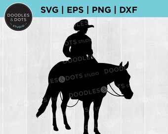 Cowboy auf Pferd SVG, Cowboy Clipart, Rodeo Pferd Schneidedatei für Cricut, Western svg, Trail Riding svg Datei, Sofort Digital Download