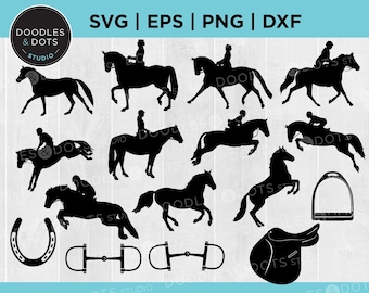 Equestrian bundle SVG | Horse SVG bundle | Jumping horse, Dressage , Eventer, Horse and rider SVGs | Equestrian clipart bundle | Horse show